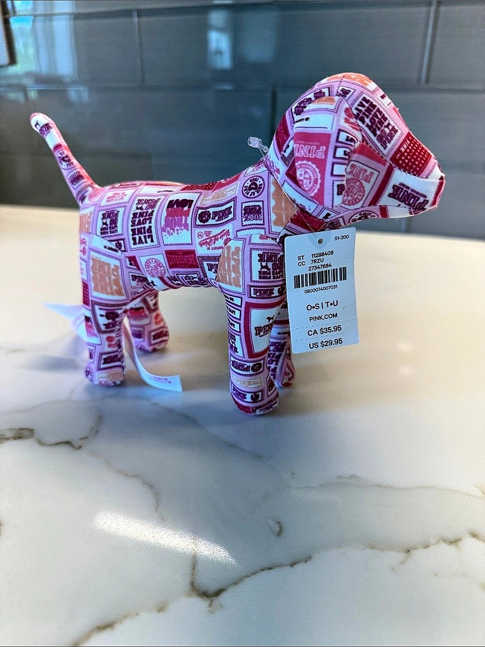 PINK & White Dog Plush NWT